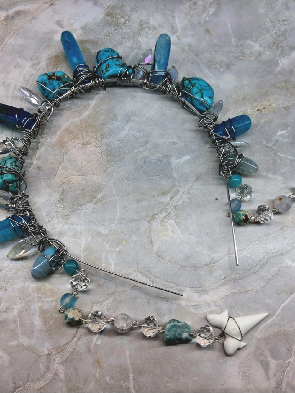 Under the Sea- Handmade Turquoise & Crystal Wire-Wrapped Women’s Headband